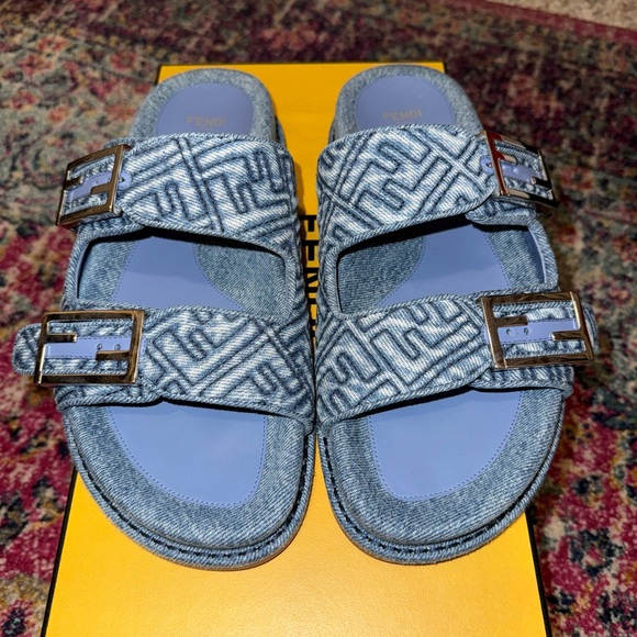 Fendi FF Feel Denim Sandals size 39 - Picture 1 of 6
